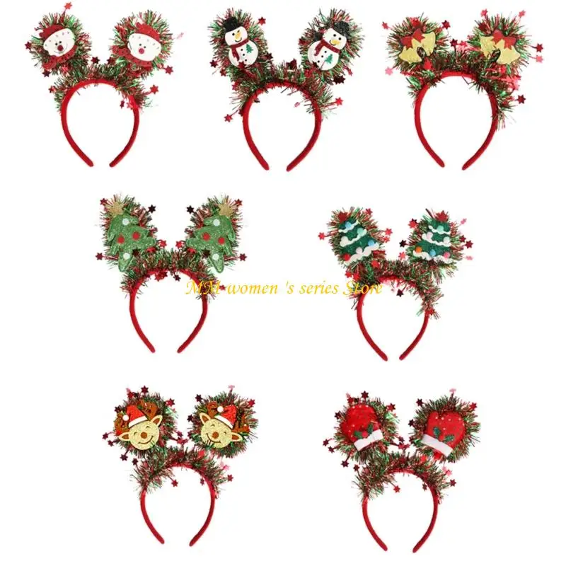 Q39C Fashion Holiday Hair Accessory Christmas Star Decoration Hair Band Stylish Headdress For Comfortable Daily Use