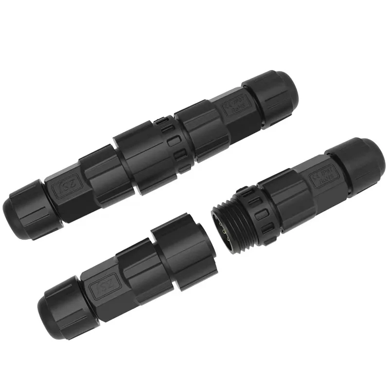 M16 modular plug-in waterproof aviation connector with PVC cable gold-plated brass male-female pins LED lamp wiring connector