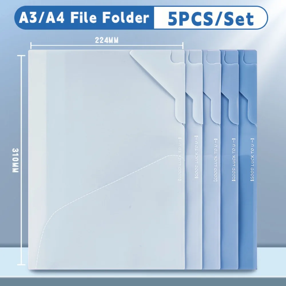 

5PCS/Set New A3/A4 File Folder Gradient Color Thickened Contract Folder Waterproof Document Organizer School Office