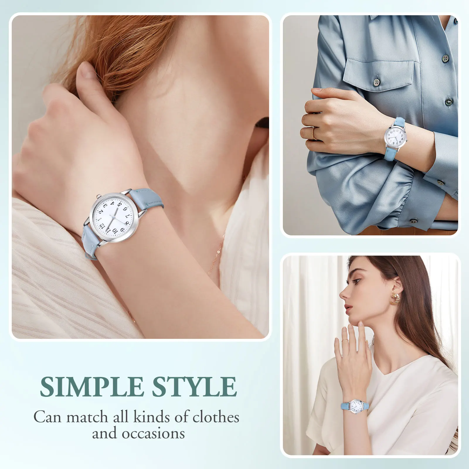 Orologio da cintura impermeabile Orologi regolabili per donna Facile lettura da donna Elegante vintage Pu Alla moda femminile Miss Wrist