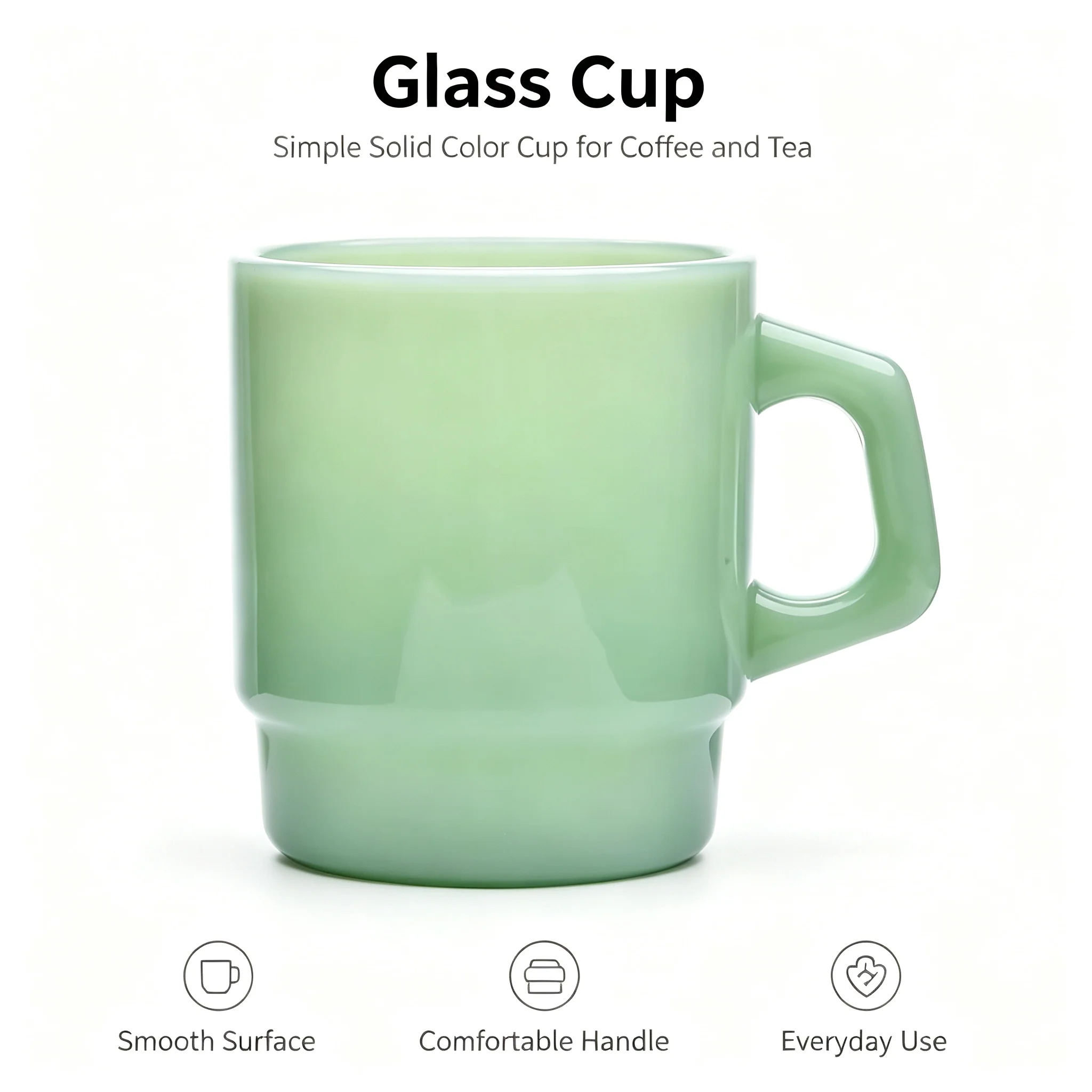 Stackable Colored Heavy Glass Mug Cup 230ml 8oz Heat Resistant White Pink Green Blue Skin Coffee Mug Tea Juice Water Cup 1 Piece