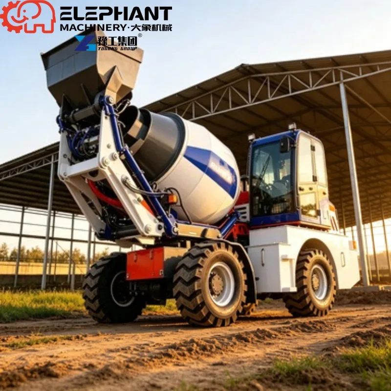 New Diesel Powered Self Loading Concrete Mixer Truck, 0.6-4.5m³ Mixing Capacity Mobile Concrete Transfer Construction Vehicle