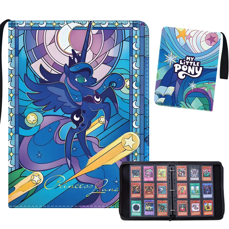 400/900PCS My Little Pony Card Album Book Folder Collections Zipper Double Pocket Zipper Collectible Card Binder Holder Toy Gift
