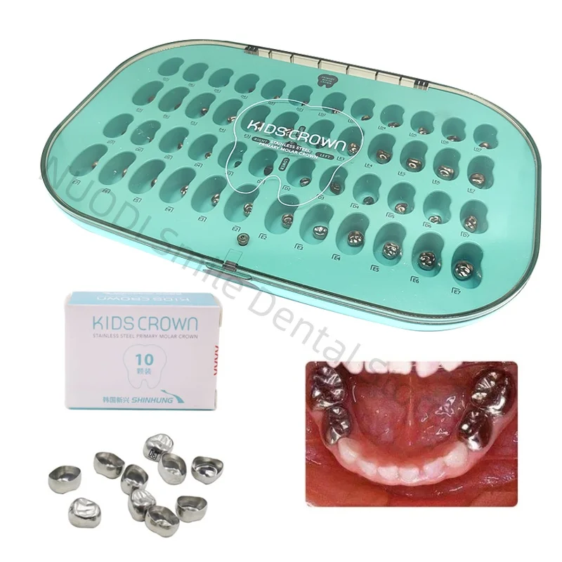 Korea Dental Primary Stainless Steel Kids Teeth Crown Kit Orthodontic Deciduous Crowns 1st 2nd Molar Dentistry Clinic Materials