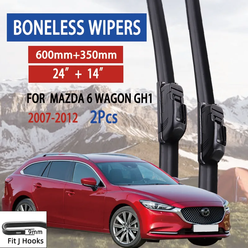 For Mazda 6 Wagon GH1 2007-2012 Car Wiper U-type Soft Rubber Boneless Wiper HD Quiet Durable Automotive Wiper 24\