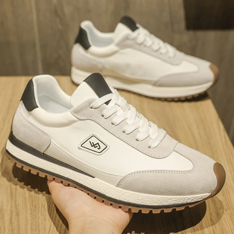 

Spring New Shoes for Men Casual Shoes Genuine Leather Patchwork Flat Skateboard Shoes Youth Cool Sneakers
