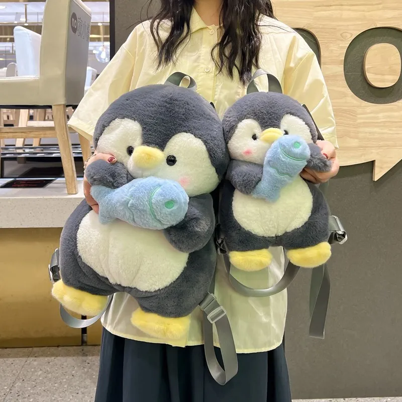 Women Cute Penguin doll shoulder bag girl plush Backpack 2024 new cartoon bag