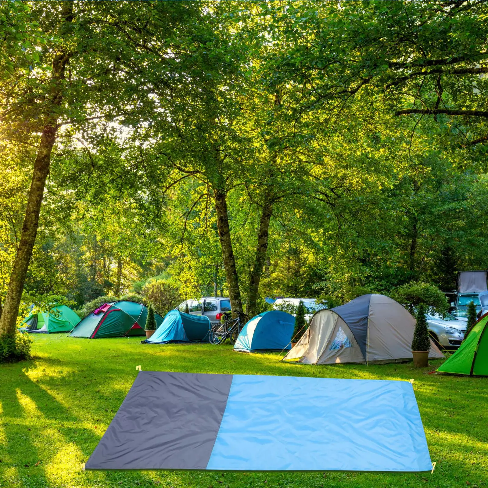 

Outdoor Camping Waterproof Picnic Blanket Beach Mat Foldable Pool Camping Blanket Ground Cloth Premium Polyester Blue