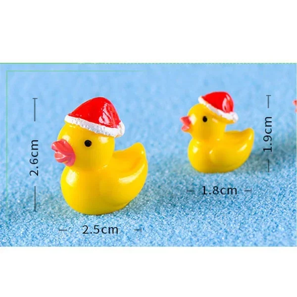 10 PCS Cute DIY Miniature Resin Christmas Hat Yellow Duck Micro Landscape Garden Decor Christmas Decor Crafts Slime Charm Ducks