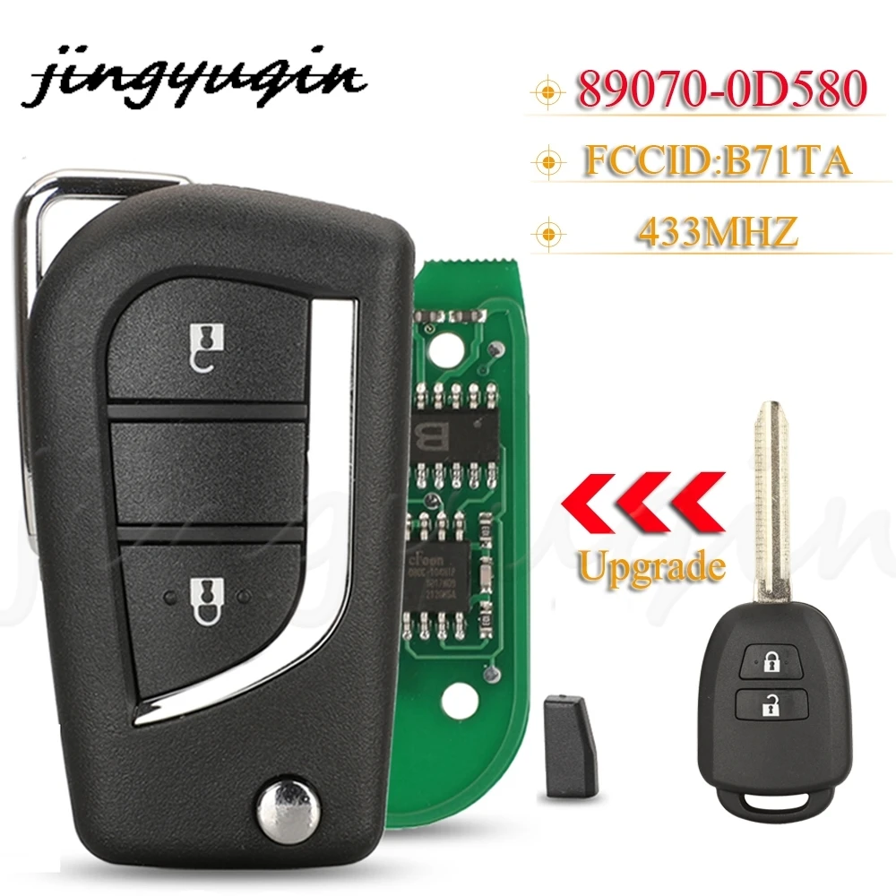 

jingyuqin 2 Buttons Upgrade Fob 433MHZ H/G Chip B71TA 89070-0D580 For Toyota Yaris 2014-2017 Vios 2013 - 2016