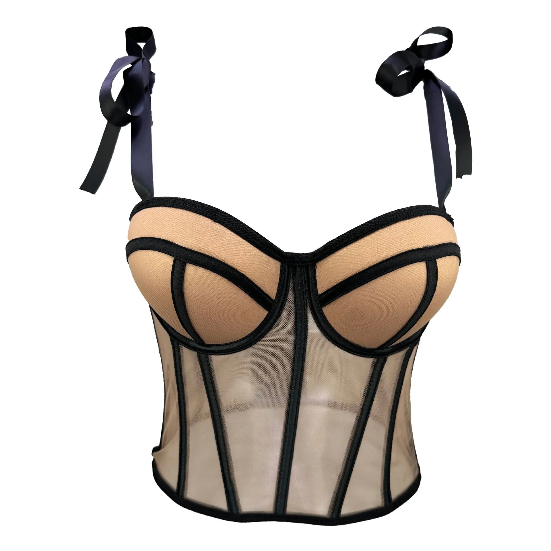 Vrouwen Corset Top Strappy Gesmokt Hemdje Hemd Dame Ondergoed Dieptepunt Bovenkleding Sexy Visgraat Taille Tops Mujer Lingerie