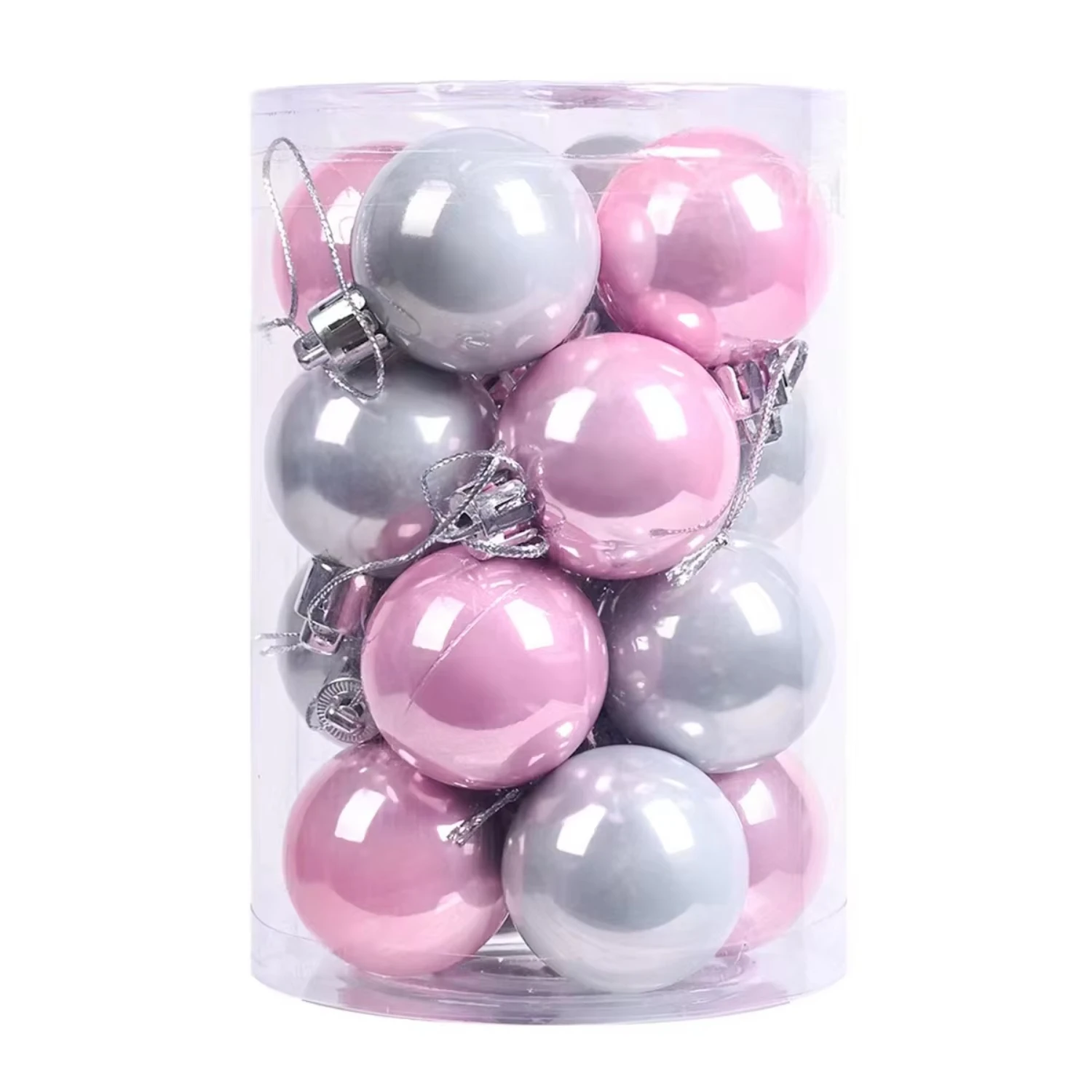 2024 4/6/8/10cm Plastic Christmas Tree New Design Hanging Ornaments Pearlized Xmas Ball Bauble For