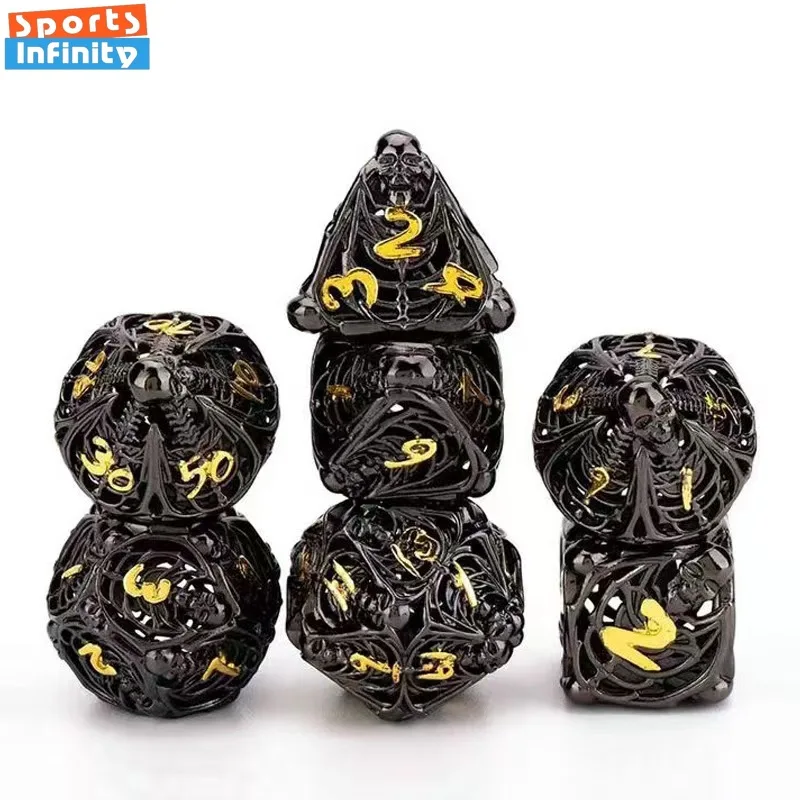 7 قطعة/المجموعة المعادن جوفاء الرقمية مجموعة نرد DND متعدد السطوح مجلس لعبة تشغيل مجموعة RPG COC النرد الترفيه عدد النرد عدة