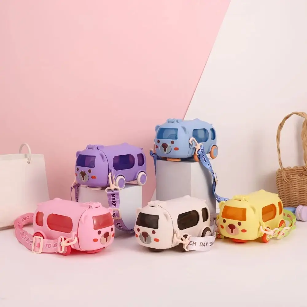 

Kawaii Cartoon Bus Straw Cup 500ml Large Capacity Children Water Jug Leak-Proof Cute Kids Drinking Cup Boys Girls