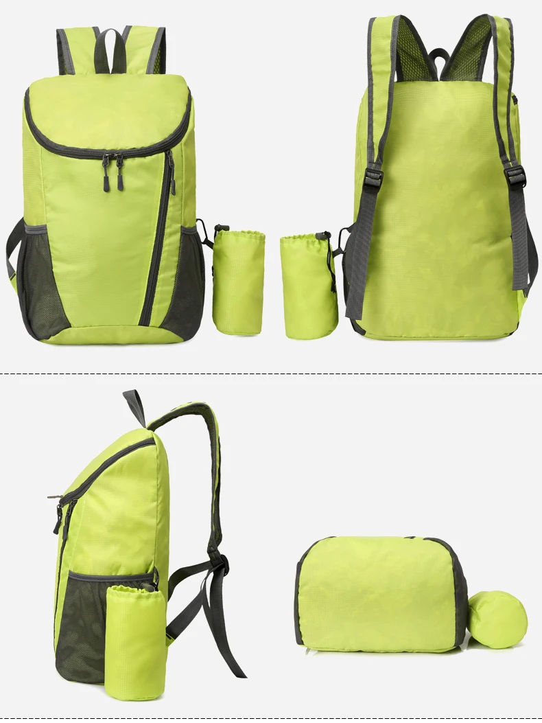 23L Tragbare Tag Pack Faltbare Rucksack Klapp Bergsteigen Tasche Ultraleicht Outdoor Radfahren Rucksack Reise Knapsack Wandern Handgepäck Tragbar Sport Laptop speicher Hautbeutel Wasserabweisend – Detail 30