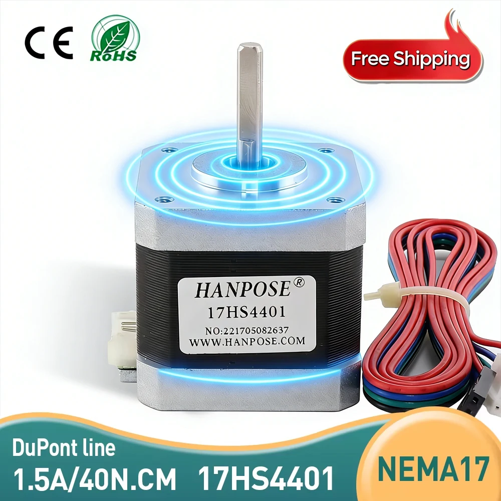 1 Piece 17HS4401-D 4Lead Tape 1M Dupont Wire Nema17 Stepper Motor 1.5A 42BYGH40 For CNC Milling Machine 3D Printer