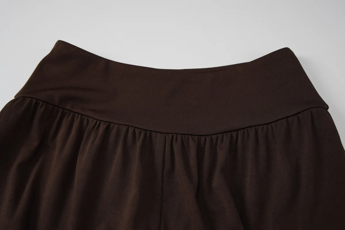 Damen High-Waist Haremshose mit Umschlagbund, Lose Baggy Jogger-Hose, Einfarbig Schwarz, Weich und Dehnbar, Lässige Hose, Vintage Y2K Streetwear – Detail 11