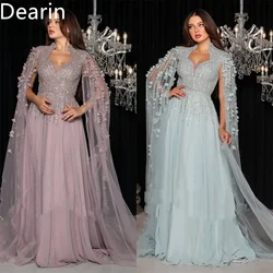 Customized Prom Dress Dearin Asymmetrical A-line Floor Length Skirts Sequin Layered Draped Tulle Applique Bespoke Occasion