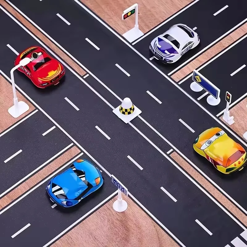 1-2 Pcs Reusable Black Road Stickers Cartoon Road Tape Track For Kids Toy Car Race Party Floor Table Decoration Supplies Set Kit