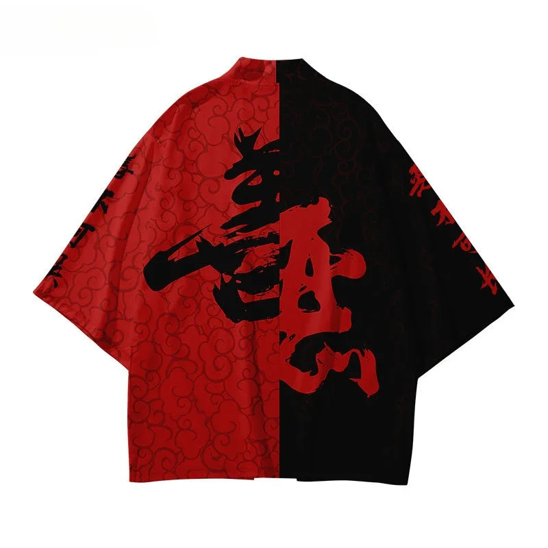 Dobry i zły damski i męski Kimono Asian Traditional Cardigan Yukata Tops Japanese Harajuku Beach Samurai Suit Casual Streetwear