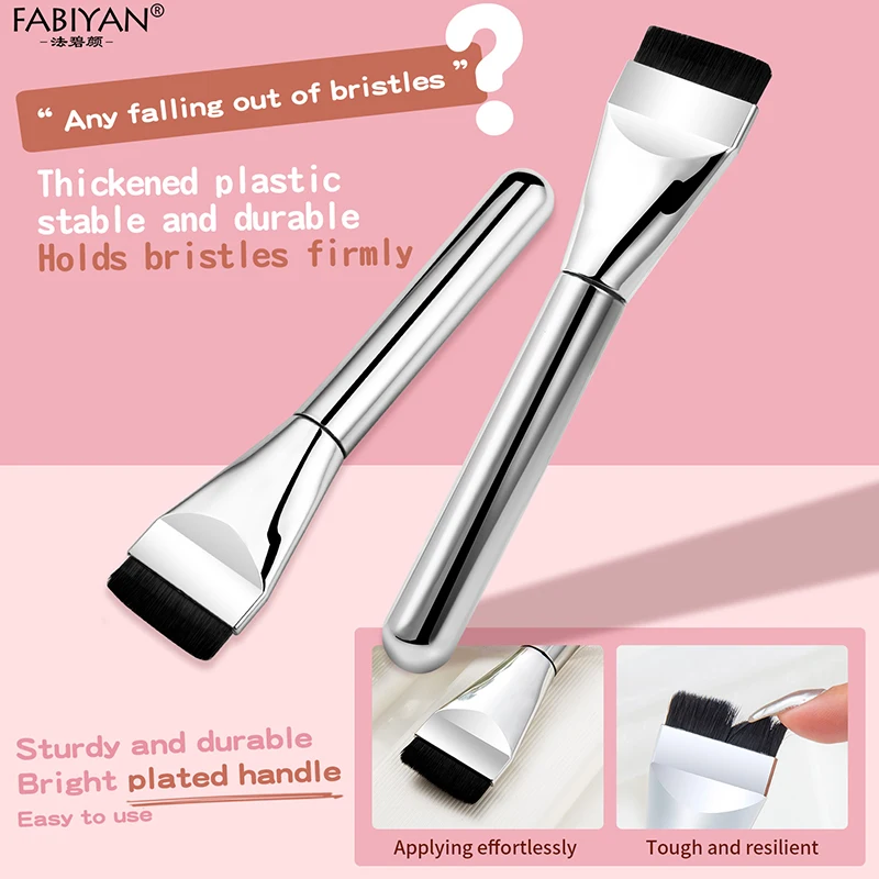 Brocha para base ultrafina, brochas de maquillaje de cabeza plana, brocha para máscara, crema de base mixta, brocha para contorno de rostro para mujer
