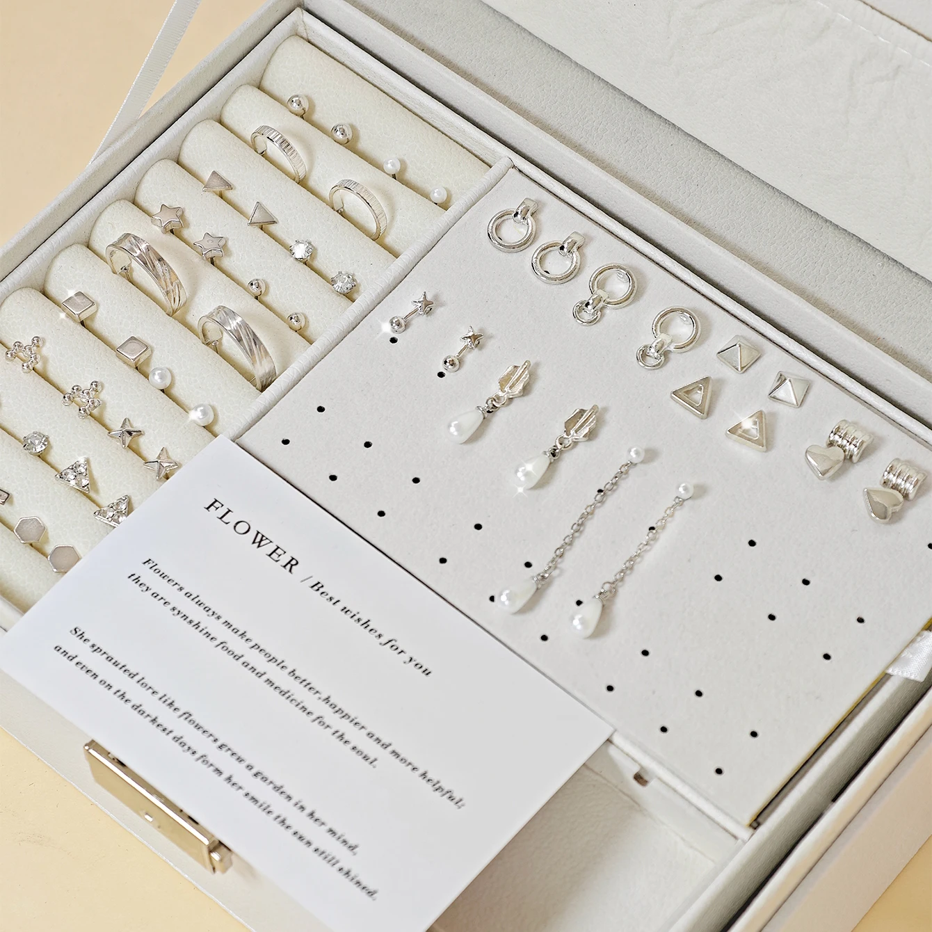 50pcs Cross-Border Minimalist Elegant Stud Earring Set - Heart Imitation Pearl Chain, Versatile Stylish, Without Jewelry Box