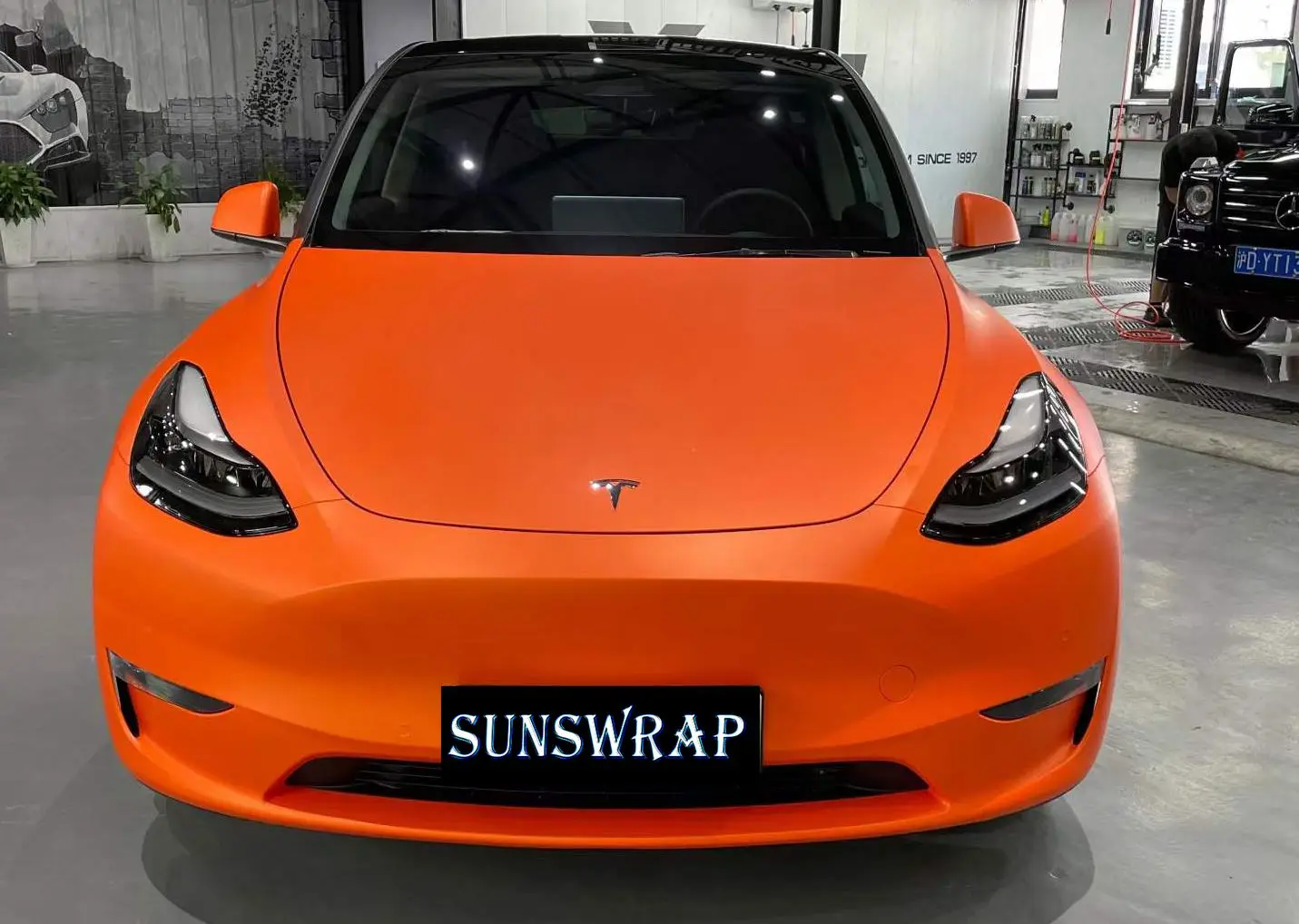 

Satin Orange Matt Adhesive Vinyl Wrap Film DIY Car Wrapping Foil Sticker Vehicle Wraps Bubble Free 1.52x18m/Roll