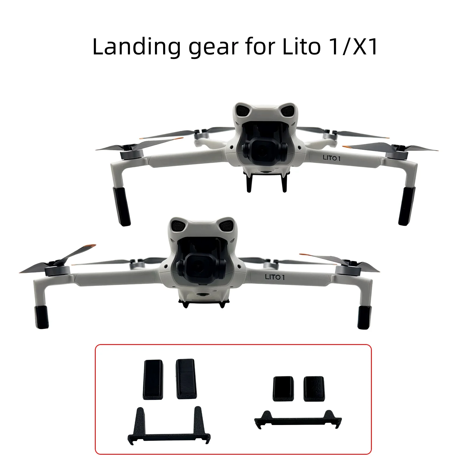 

Scratch and wear resistant landing gear protection brackets for DJI Lito 1/X1