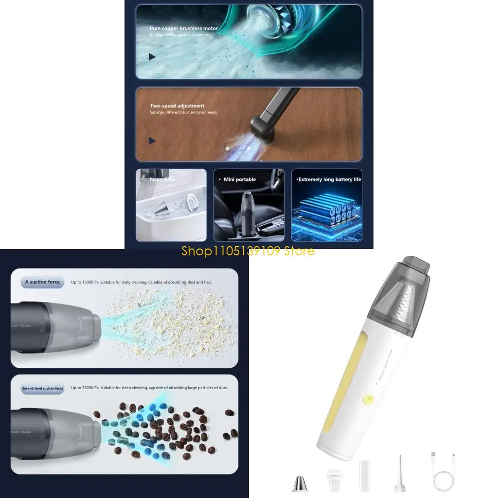  Turbocharged Wireless Car Vacuum Cleaner 13000Pa Strong Suction Brief Storage Design