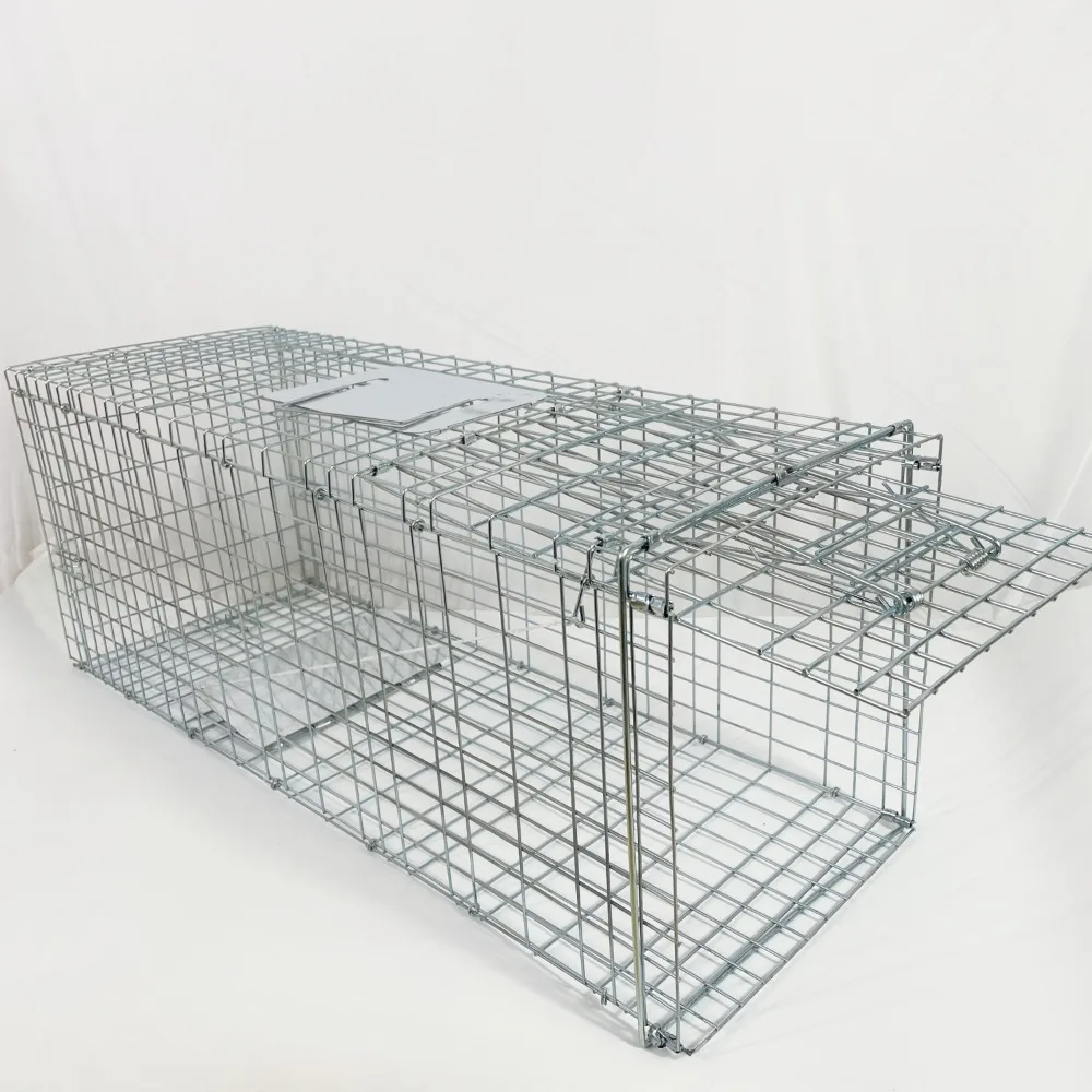 Foldable Live Capture Cat Trap Cage Automatic Pedal Door Metal Wire Animal Carrier for Rescue Stray Cats Outdoor 고양이 포획틀