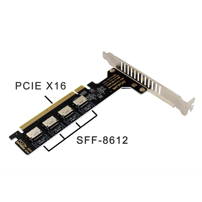 A41Z-PCI-E 16X To Four U.2 SSD Kit SFF8611&8612 Oculink Pcie Solid State Drive Adapter For Mainboard Expansion