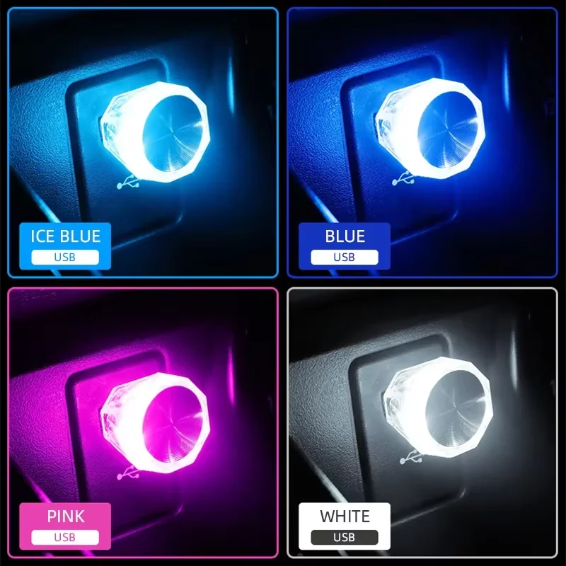 1/4pcs Car Flash USB Atmosphere Light LED Mini Colorful Night Light Car Interior Lights For Room Ambient Lamp Car Accessories