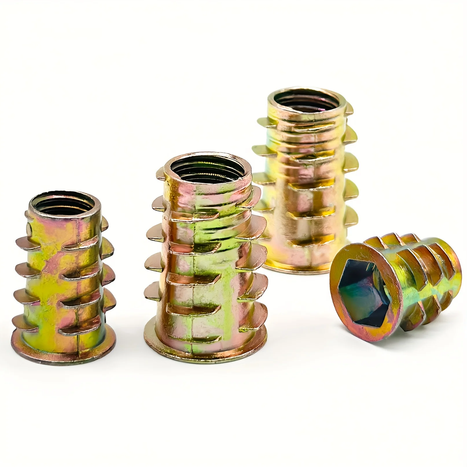10/20/30/50pcs Knife Threaded Insert for Soft Wood, Metric Threaded Inserts Nuts for Wood Furniture Zinc Alloy Furniture Bolt