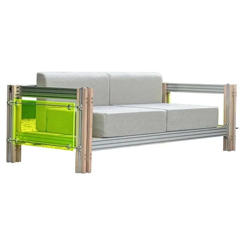 Furniture aluminum profile medieval single sofa double small apartment reception room straight row seat