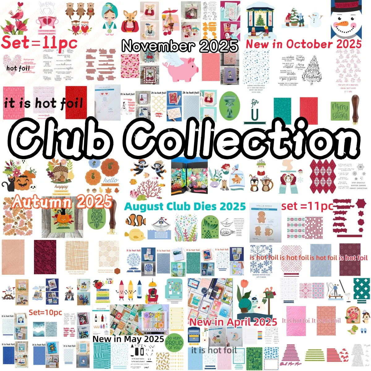

2025 Club Collection Metal Cutting Dies Clear Stamps Stencil Hot Foil for DIY Making Card Scrapbook Embossed Template Decoration