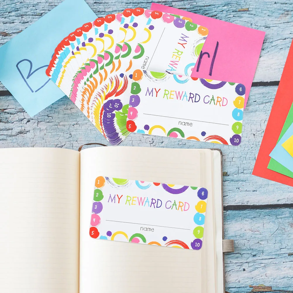 

3pcs 150 Sheets Reward Cards Cartoon Punch Cards 5x9cm Portable Punch Classroom Teaching Props Kids Student Rewards
