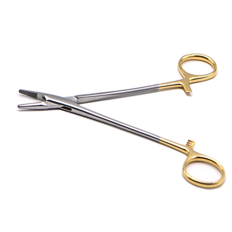 Dental Needle Holder Plier Reusable Gold Plated Handle Orthodontic Forcep Surgical Instrument