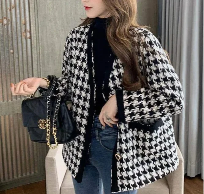 

Женское утолщенное зимнее пальто, осенне-зимний новый стиль, клетчатый узор, бейсбольная куртка в ароматном стиле, модный топ