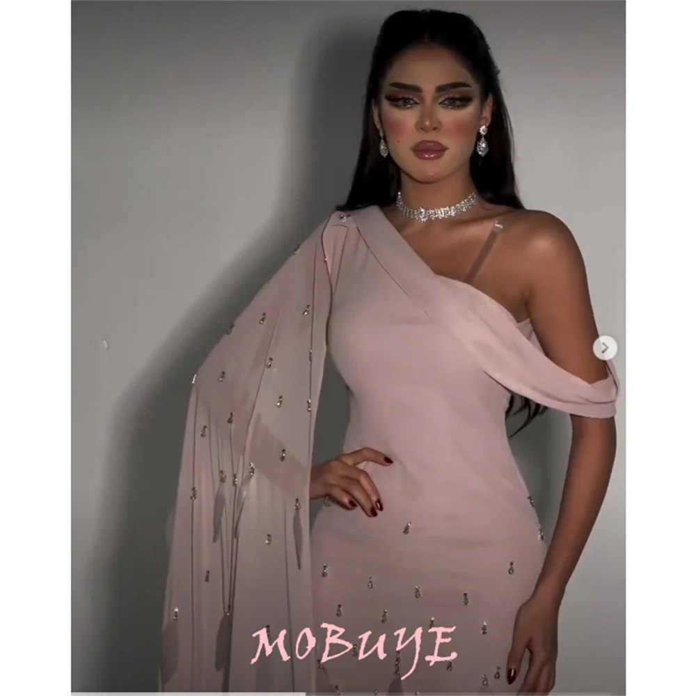 MOBUYE 2024 Popular Off The Shoulder Prom Dress Floor-Length With Shawl Sleeves Evening Fashion Elegant Party Dress For Women