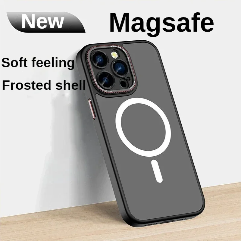 

Deluxe Frosted Magnetic Phone Case For Iphone 14 Plus 13 12 Pro Max Lycra Skin-feeling Fall-proof Full-package Protective Cover