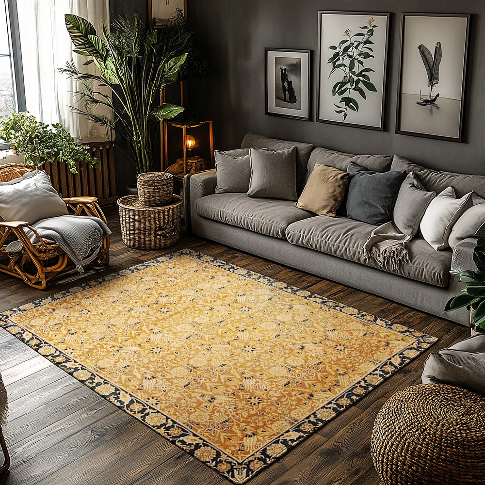 

Винтажный персидский ковер, моющийся нескользящий напольный коврик, декор для гостиной, ковер в традиционном восточном стиле, домашний акцент