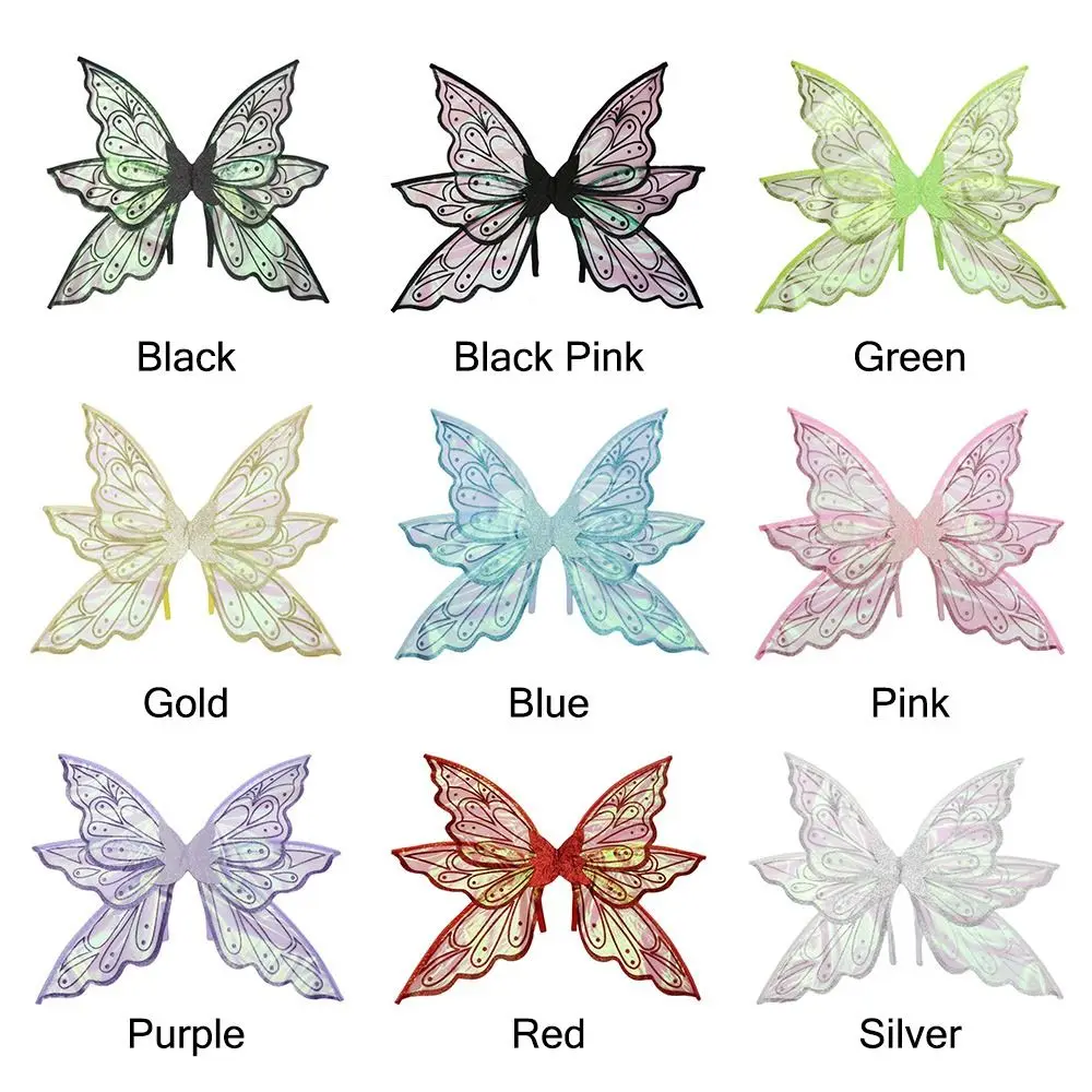 Cute Adults Fairy Wings Girls Sparkling Angel Wings Organza Butterfly Wings for Halloween Dress Up Party Favor Gift