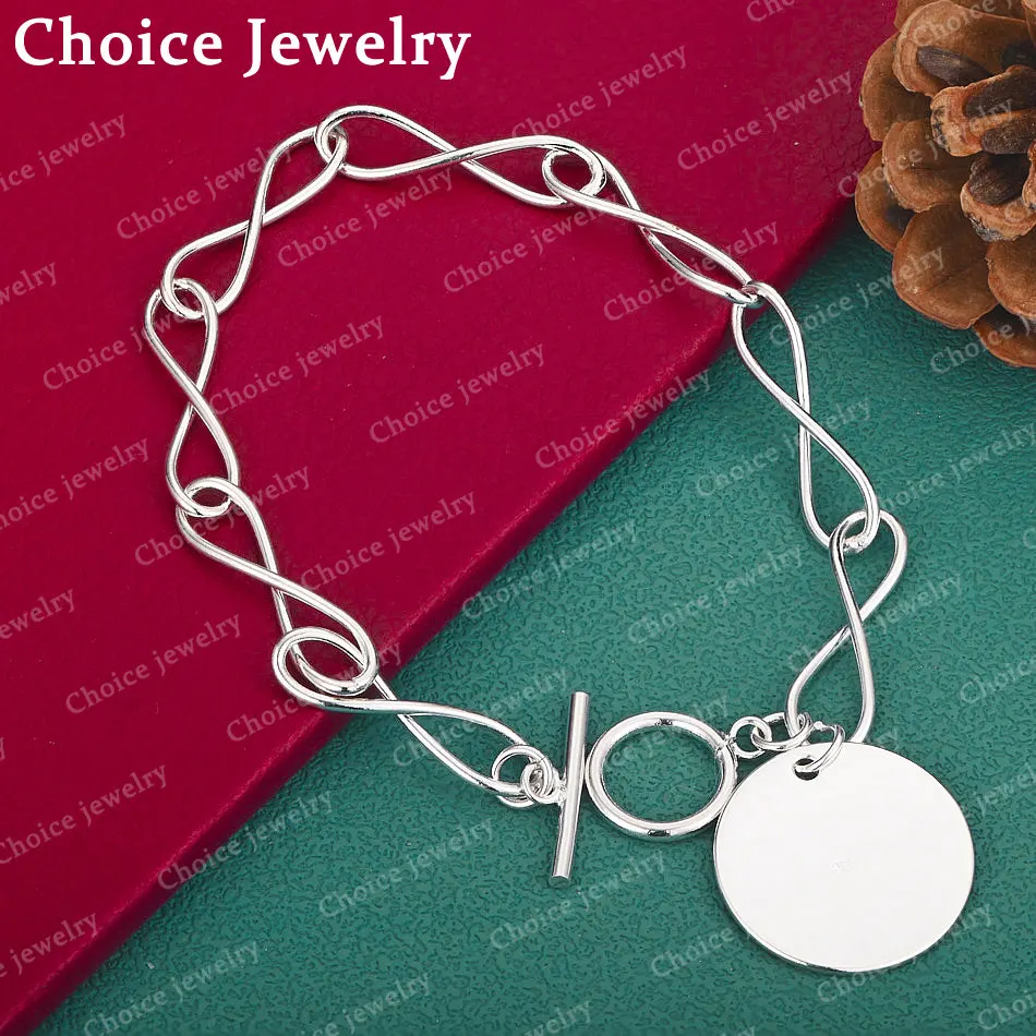 925 Sterling Silver Infinite Sign Chain TO Buckle Bracelet For Men and Women Fashion Jewelry Charm Grace Party Gifts