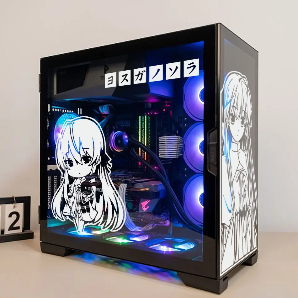 Yosuga no Sora Anime Stickers for Gaming PC Case,Cartoon Decor Vinyl Waterproof Decals for Atx Computer Chassis Skin