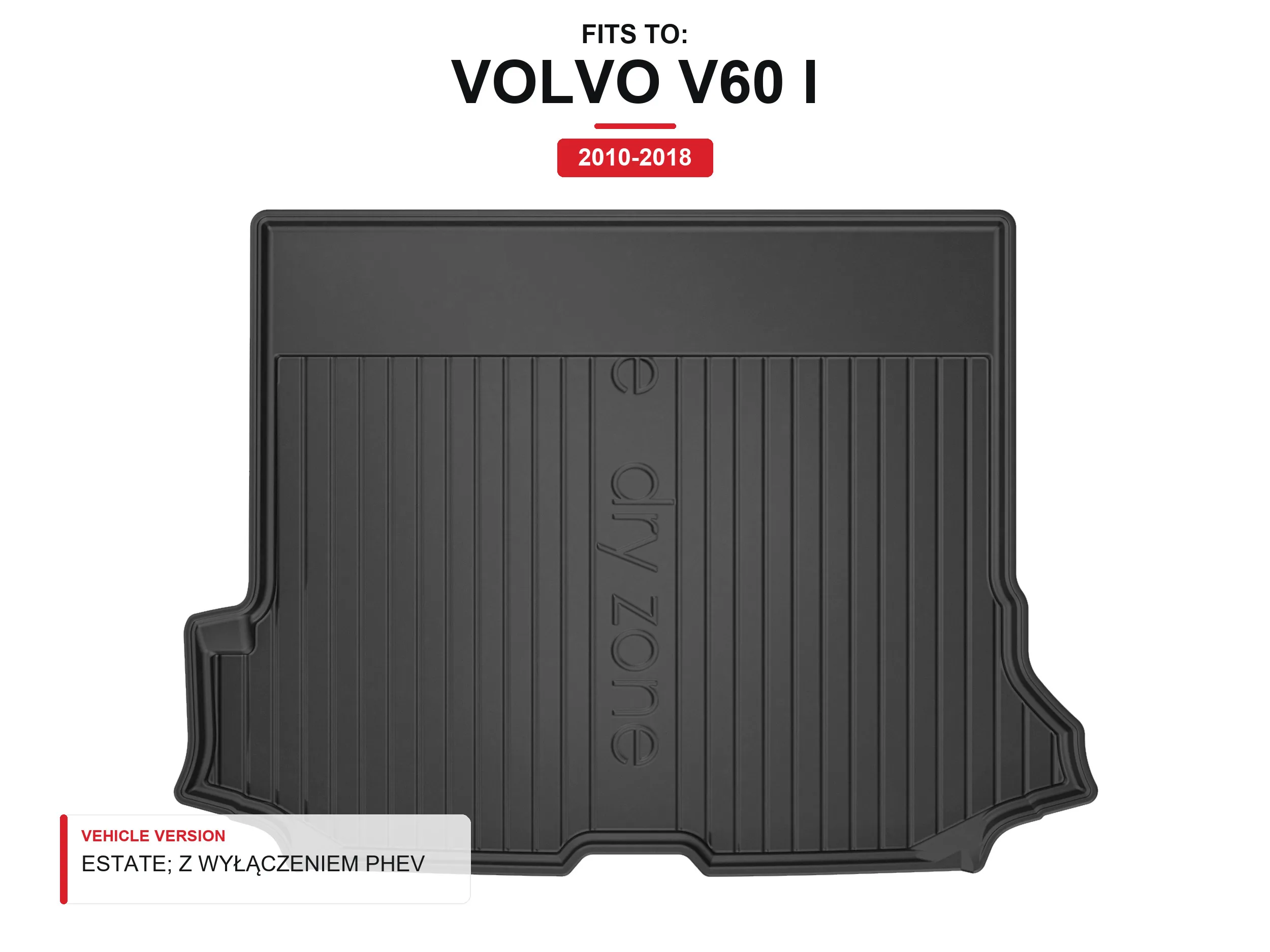 Tpe Dryzone kofferbakmat voor: Volvo V60 I 2010-2018 Station Wagon