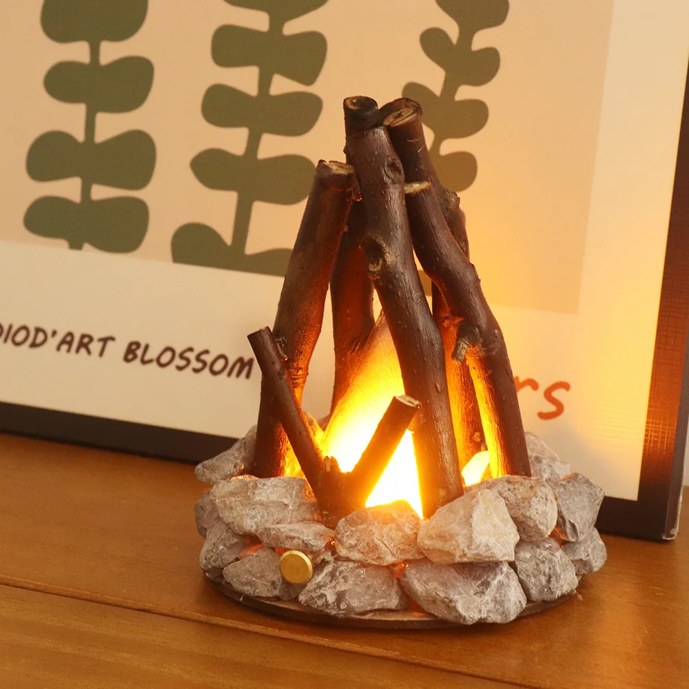 USB Bonfire Night Lamp Dimmable Touch Rechargeable Table Lamp Led Decorative Night Lights With White Noise