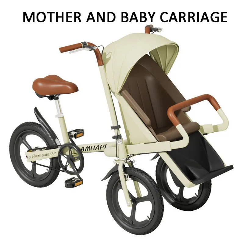 

Mother And Baby Tricycle For Outdoor Cycling And Baby Transportation; A Must-have For Taking The Baby For A Walk