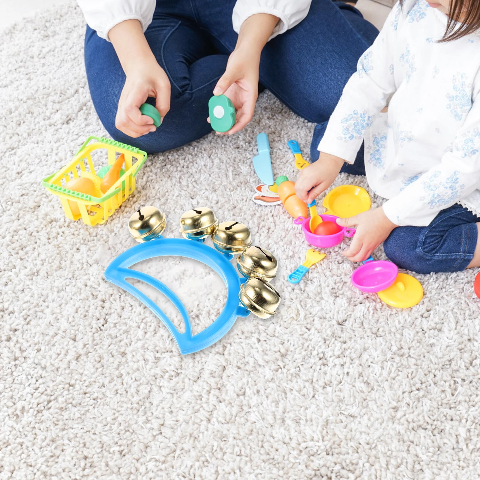 

6 Pcs Shaking Bell Kids Musical Instruments Tambourines PP Rattle Baby Toys Handheld Clear Sound Games Party Children Hand Bell