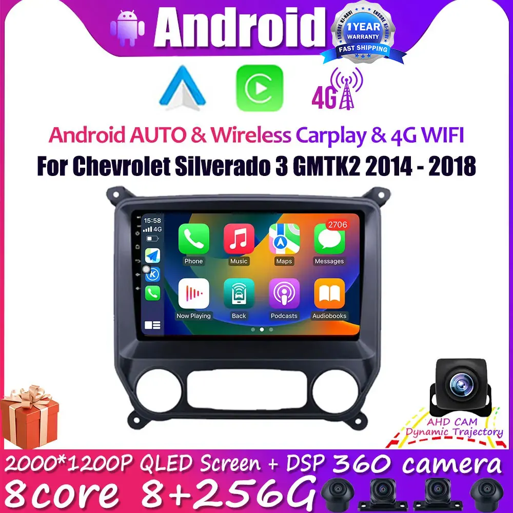 

Android 14 для Chevrolet Silverado 3 GMTK2 2014 2015 2016 2017 2018 Автомобильный радиоприемник Стерео Автомобильный мультимедийный плеер NO 2Din DVD