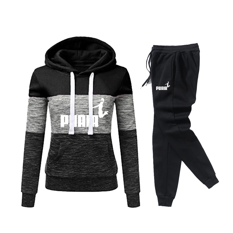 Color Block Women\'s Tracksuit Sweatshirts Versatile Hoodies Sweatpants Hot Sales Daily Jogging Casual Fashion Pullovers Clothing
